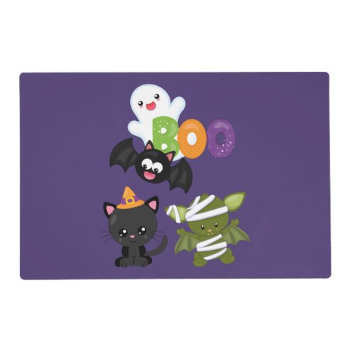 Cute Halloween Cat Bat Mummy  Ghost Placemat