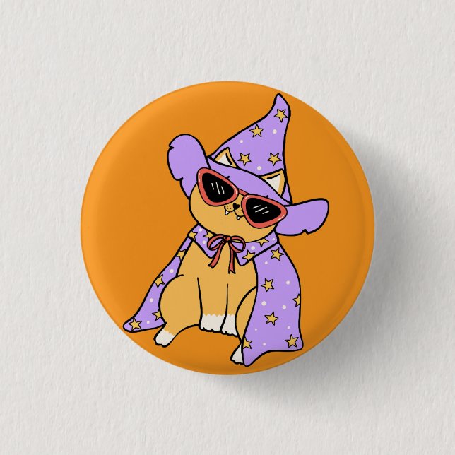 Cute Halloween Cat Button (Front)