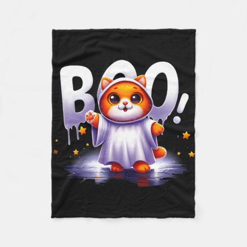 Cute Halloween Cat Funny Cat Lover Gift Happy Hall Fleece Blanket