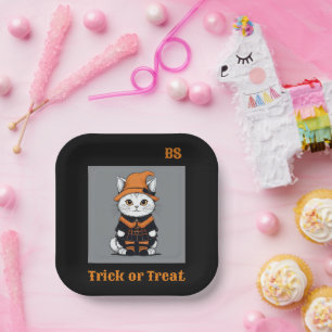 Cute Halloween cat in Disguise   Festive  Paper Plates