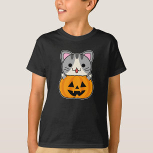 Cute Halloween Cat in Jack o Lantern T-Shirt