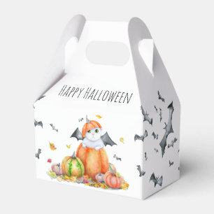 Cute Halloween Cat in Pumpkin Favor Boxes