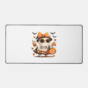 Cute Halloween Cat – Kawaii Witch Kitty with Pumpk Desk Mat