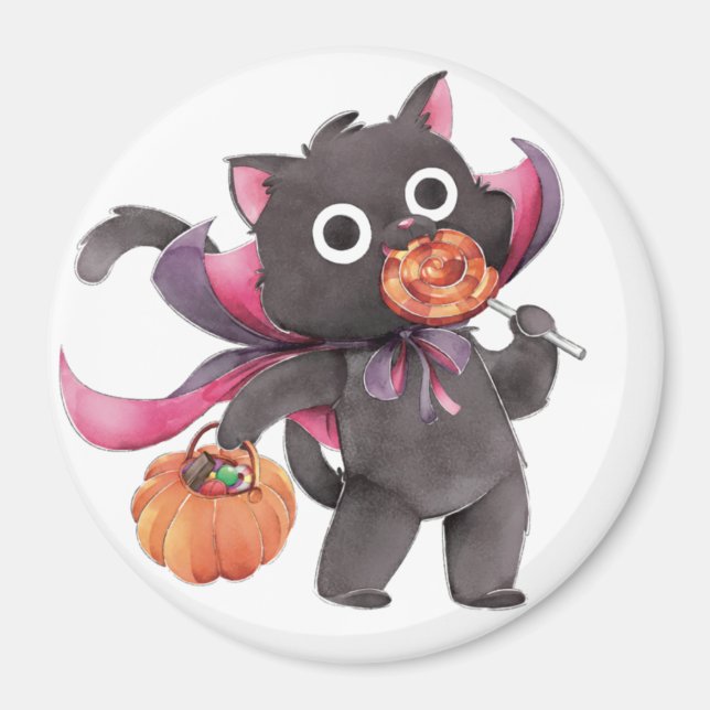 Cute Halloween Cat Magnet (Front)