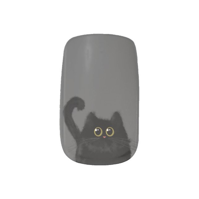 Cute Halloween Cat Minx Nail Art (Left Thumb)