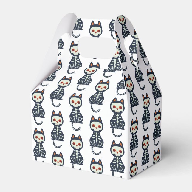 Cute Halloween Cat Pattern Favor Boxes (Front Side)