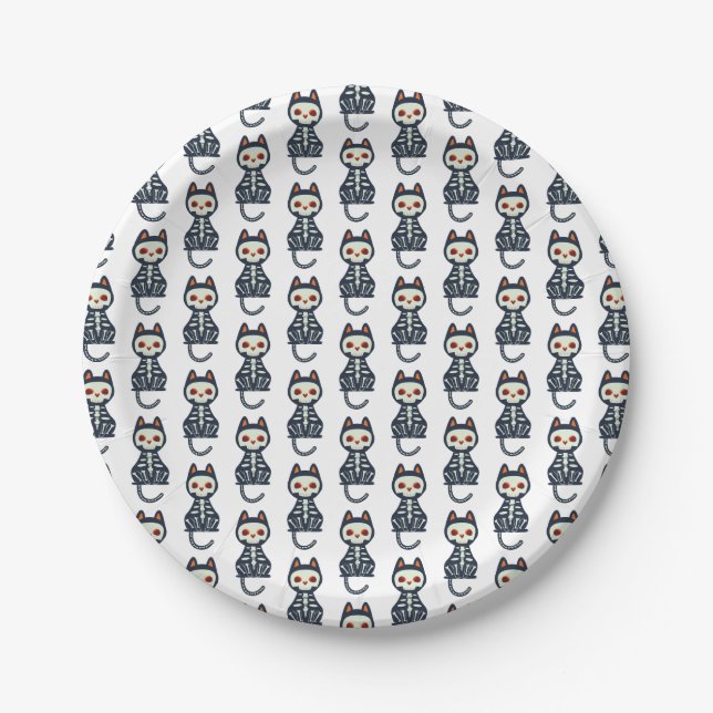 Cute Halloween Cat Pattern Paper Plates (Front)