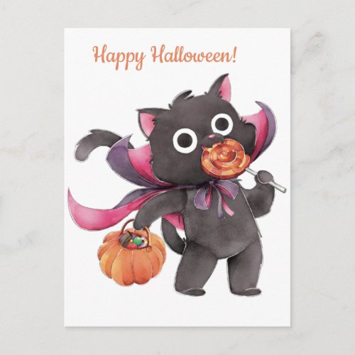 Cute Halloween Cat Postcard