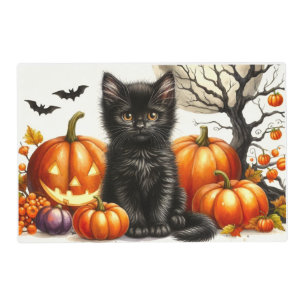 Cute Halloween Cat Pumpkin Placemat
