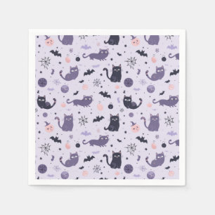 Cute Halloween cat purple Napkins
