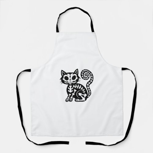 Cute Halloween Cat Skeleton Animal Skull Kitty Arc Apron