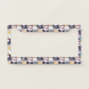 Cute Halloween Cat Spooky Black License Plate Frame