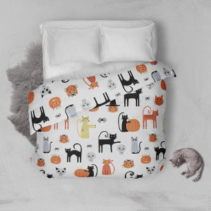 Cute Halloween Cat Spooky Duvet Cover