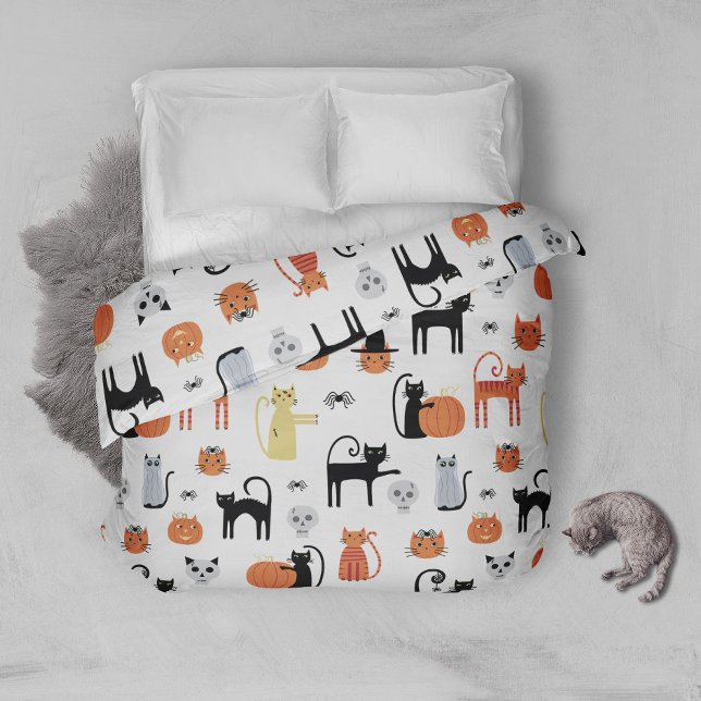 Cute Halloween Cat Spooky Duvet Cover (Creator Uploaded)