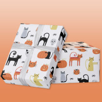 Cute Halloween Cat Spooky Wrapping Paper