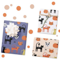 Cute Halloween Cat Spooky Wrapping Paper Sheets