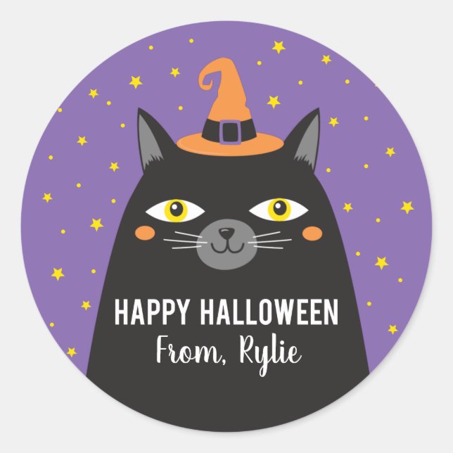 Cute Halloween Cat Sticker (Front)