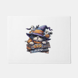 Cute Halloween Cat Sticker � Witch Hat, Pumpkin an Doormat