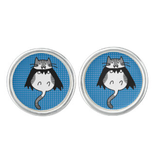 Cute Halloween Cat Vampire Costume Cufflinks