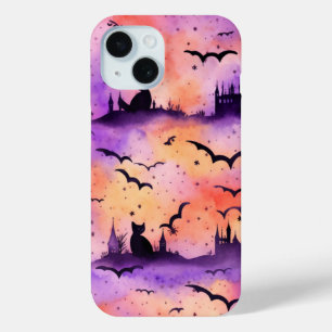 Cute Halloween Cat Witch on Pumpkin Fall Season iPhone 15 Case