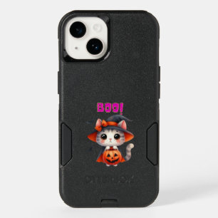 Cute Halloween Cat with Pumpkin and Witch Hat Deco OtterBox iPhone 14 Case