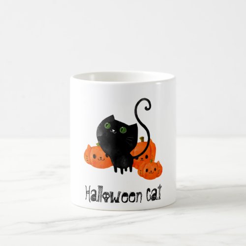 Cute Halloween cat with pumpkins Coffee Mug