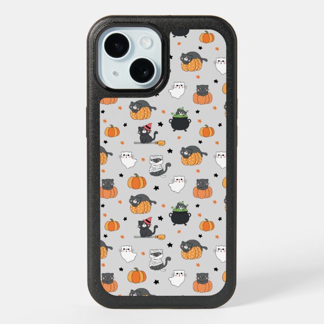 Cute Halloween Cats and Ghosts Pattern Otterbox iPhone Case (Back)