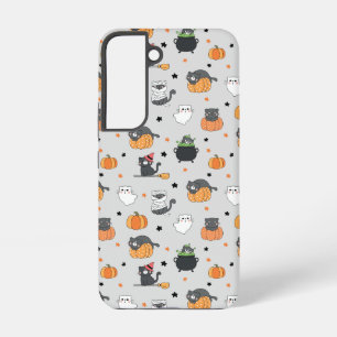 Cute Halloween Cats and Ghosts Pattern Samsung Galaxy S22 Case