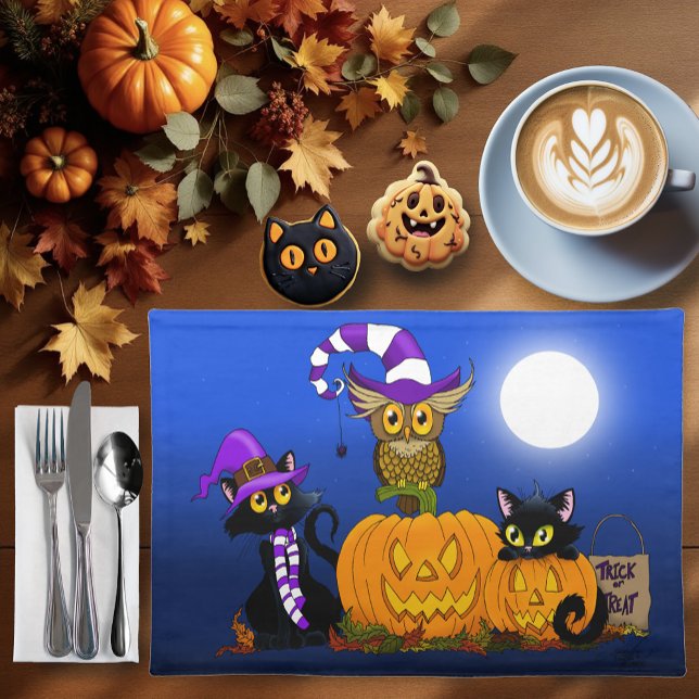 Cute Halloween Cats and Owl Placemat (Creator Uploaded)