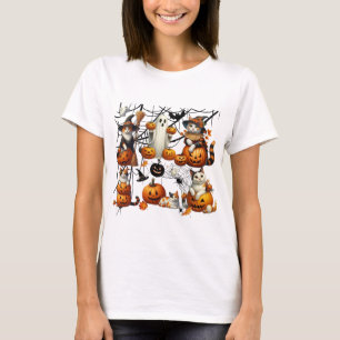 Cute Halloween Cats and Pumpkins T-Shirt