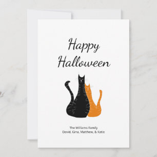 Cute Halloween Cats Black Orange Holiday Card