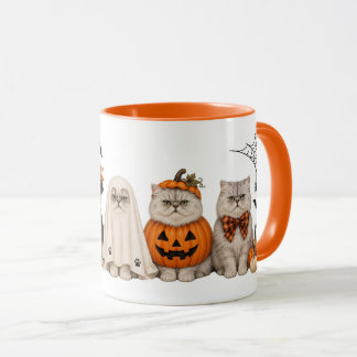Cute Halloween Cats in Costumes Orange Mug