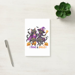 Cute Halloween Cats Paws and Spells Post-it Notes
