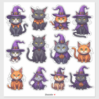 Cute Halloween Cats Spooky Holiday Collection Sticker