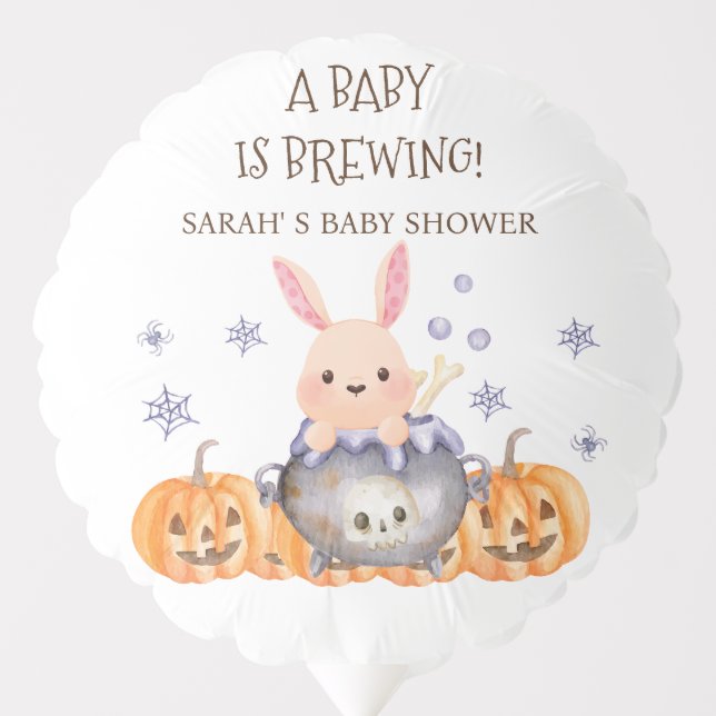 Cute Halloween Cauldron Baby is Brewing Shower Balloon (Front)