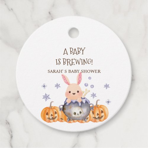 Cute Halloween Cauldron Baby is Brewing Shower Favor Tags