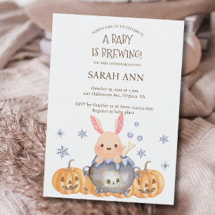 Cute Halloween Cauldron Baby is Brewing Shower Invitation