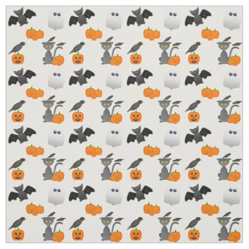 Cute Halloween character Bat cat pumpkin ghost Fabric