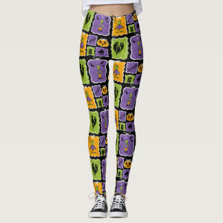 Cute Halloween Characters Frankensteins & Zombies Leggings
