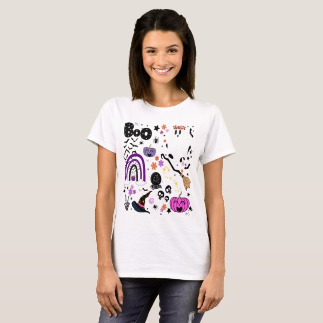 Cute Halloween Characters T-Shirt (Front Full)