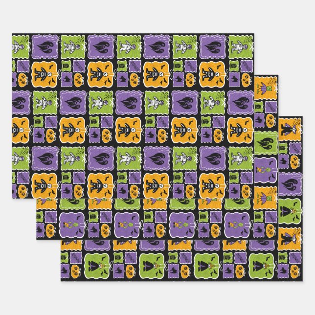 Cute Halloween Characters Wrapping Paper Sheets (Set)