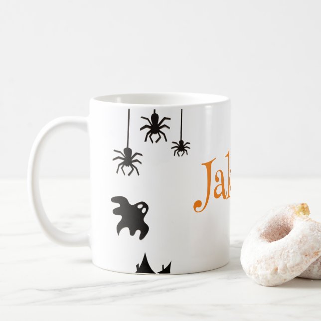 Cute Halloween Coffee Mug with Name – Personalized (With Donut)
