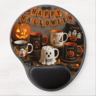 Cute Halloween Coffee Mugs & Pumpkin Gel Mouse Pad