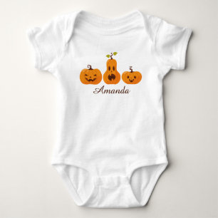 Cute Halloween Colorful Funny Orange Pumpkin Baby Bodysuit