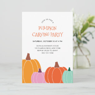 Cute Halloween Colorful Pumpkin Carving Party Invitation
