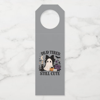 Cute Halloween Coquette Ghost with Bow Bottle Hanger Tag