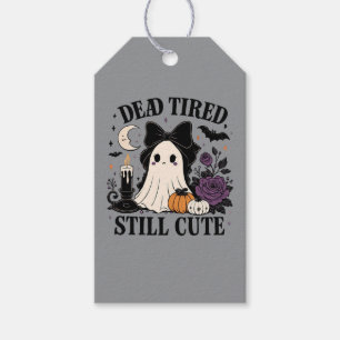 Cute Halloween Coquette Ghost with Bow Gift Tags