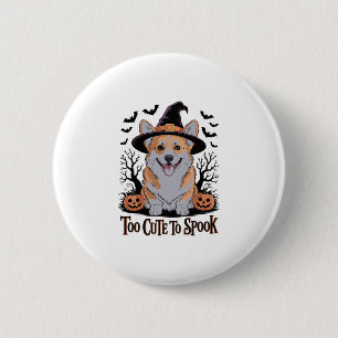 Cute Halloween Corgi in Witch Hat Button