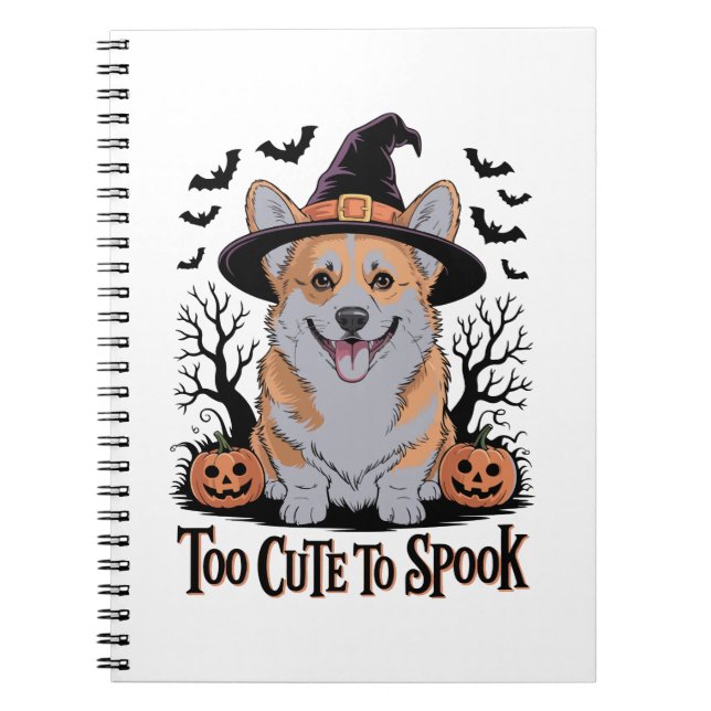 Cute Halloween Corgi in Witch Hat Notebook (Front)