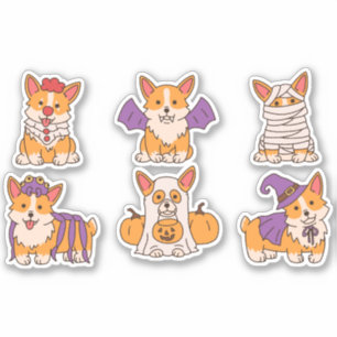 CUTE HALLOWEEN CORGI SET STICKER